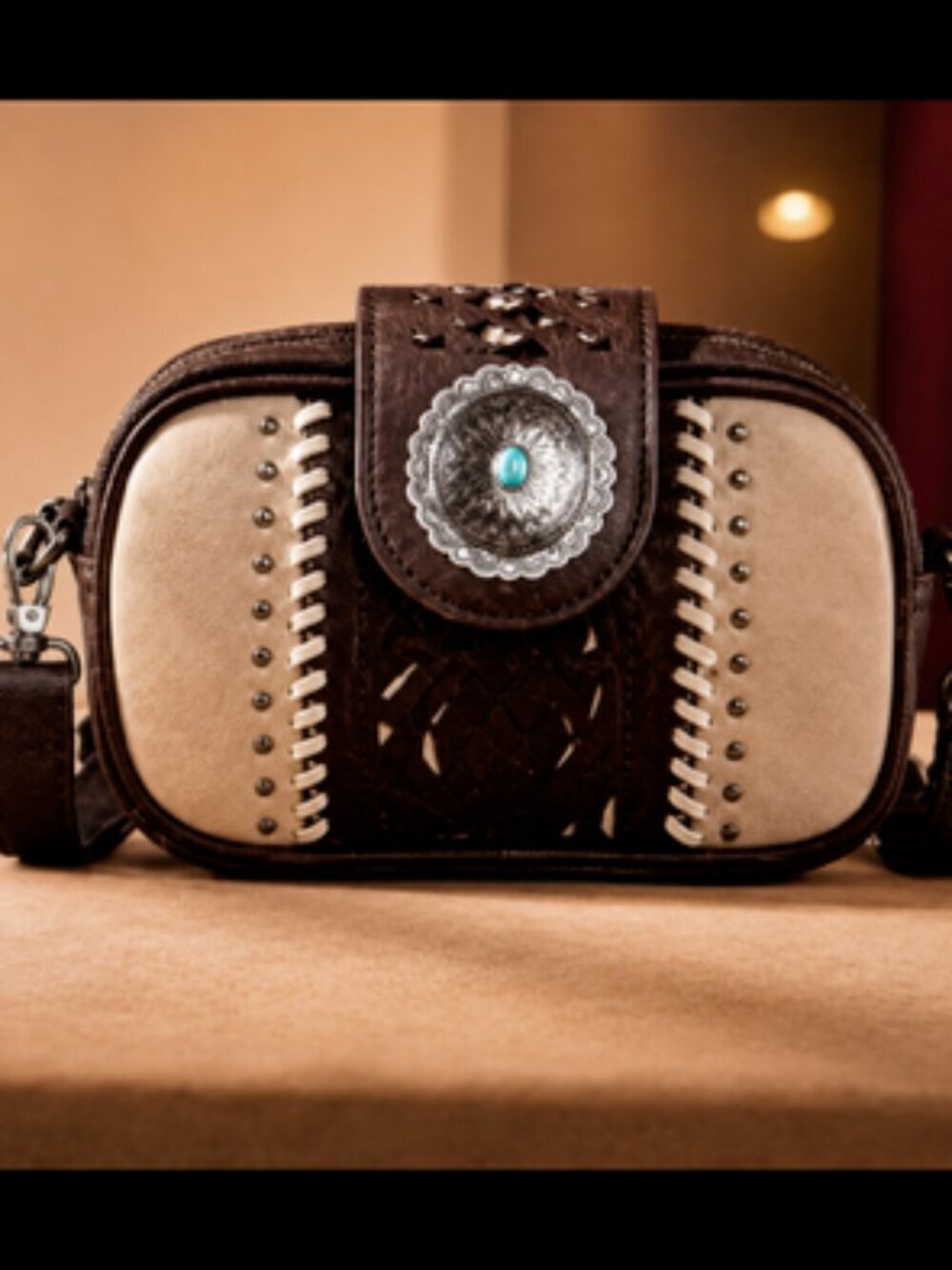 Montana West Tooled Concho Small Crossbody Bag Coffee NWT